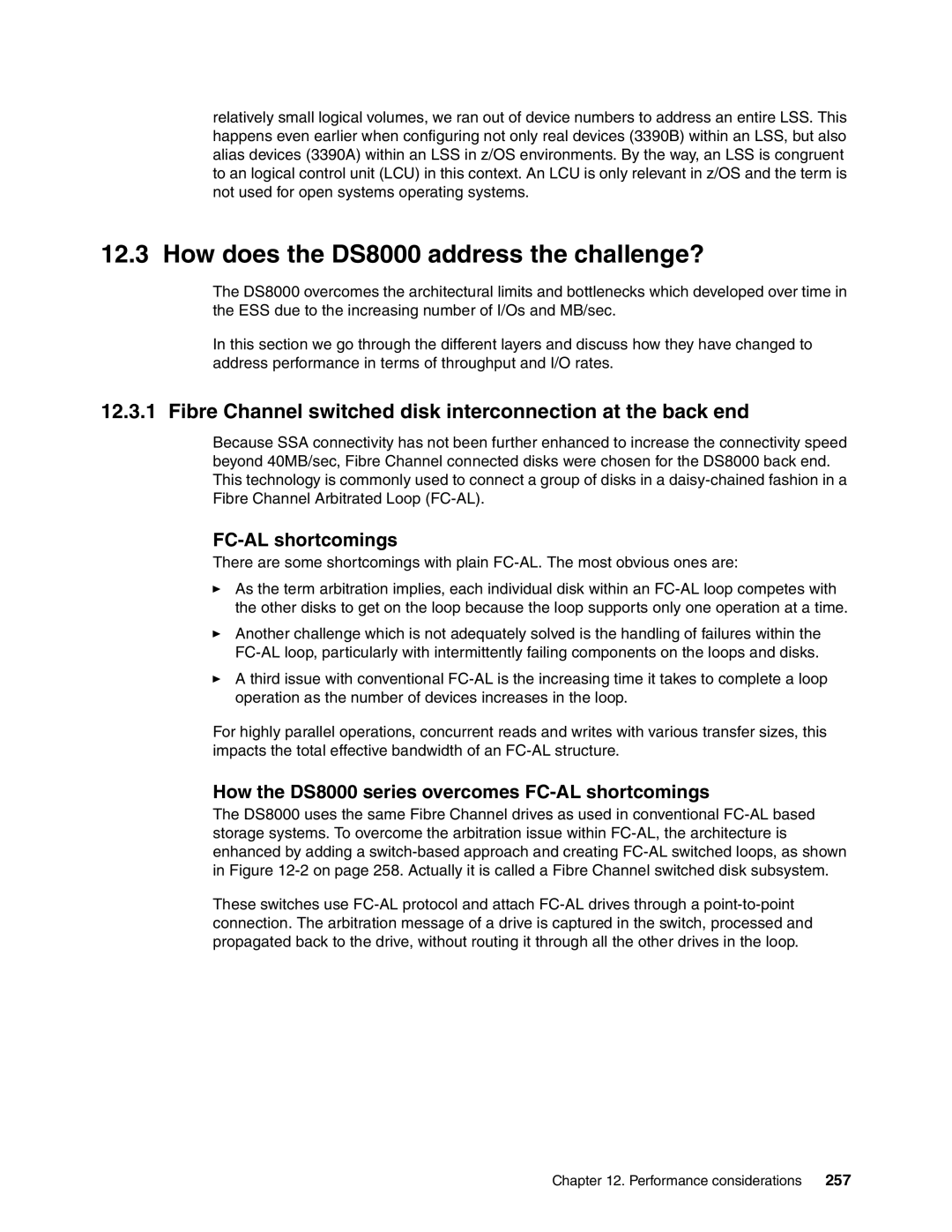 IBM manual How does the DS8000 address the challenge?, Fibre Channel switched disk interconnection at the back end, 257 