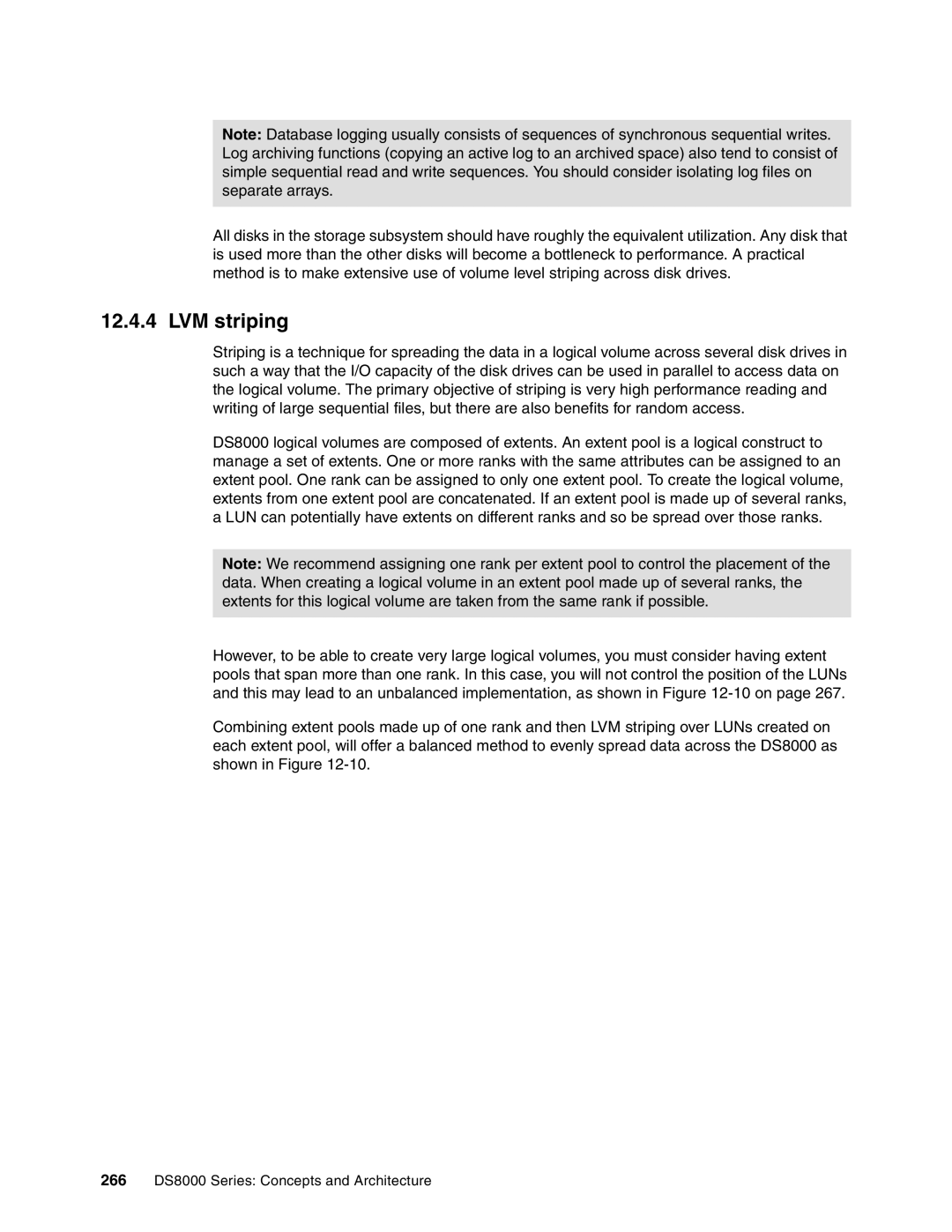 IBM manual LVM striping, 266 DS8000 Series Concepts and Architecture 