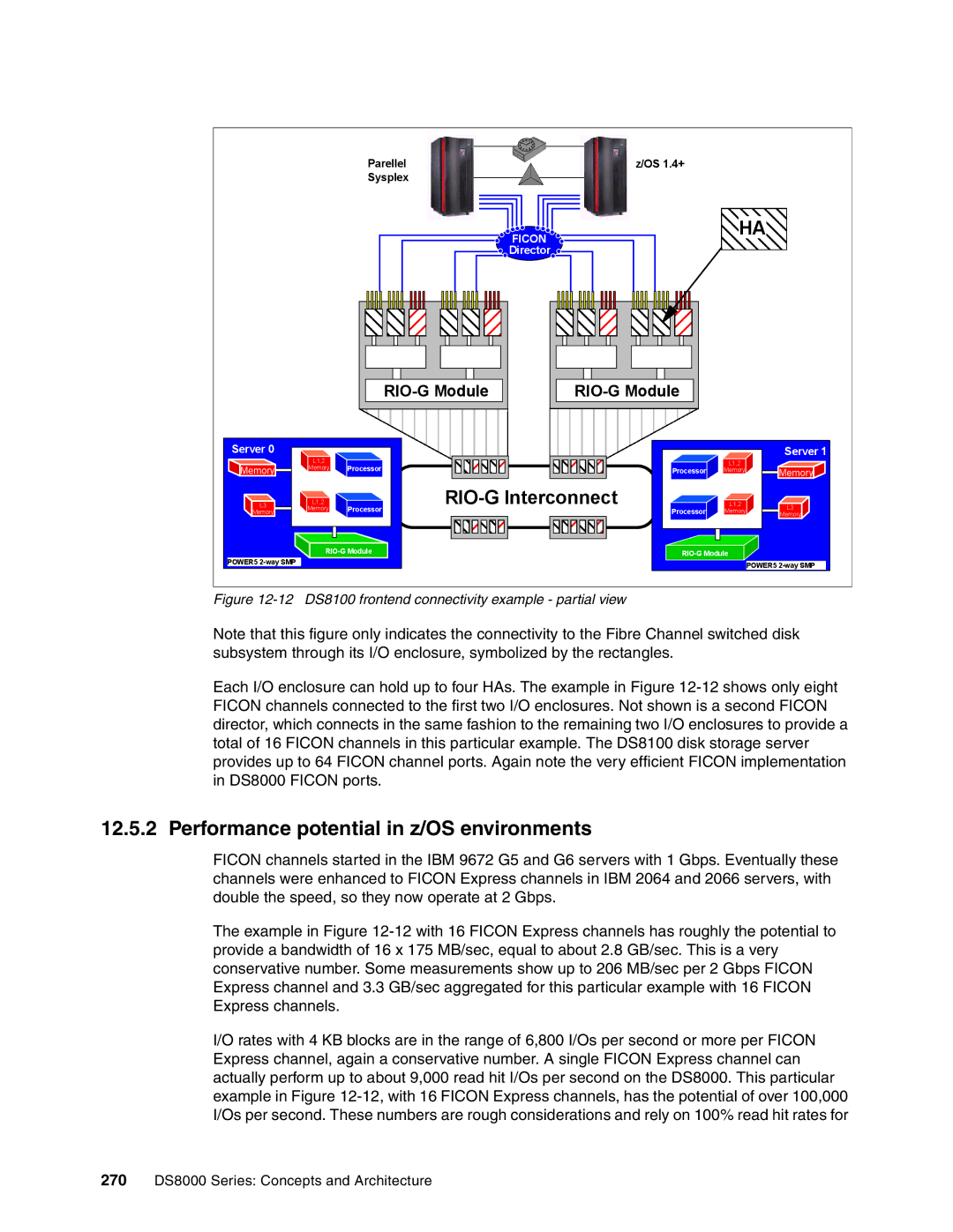 IBM DS8000 manual Performance potential in z/OS environments, 12 DS8100 frontend connectivity example partial view 