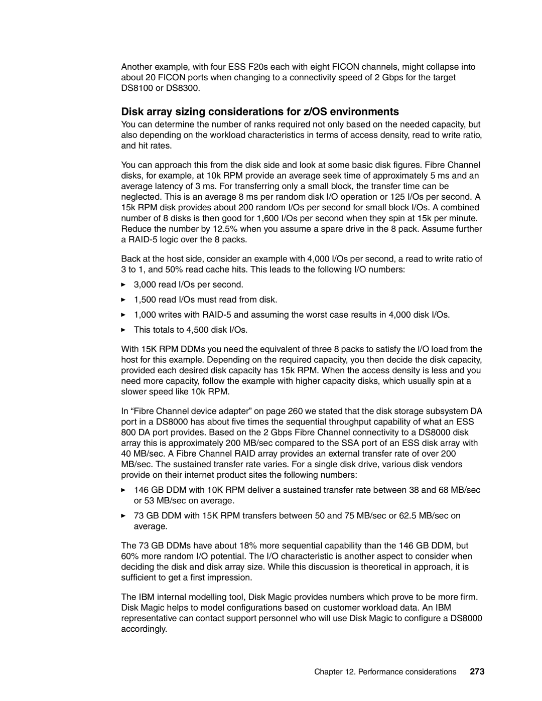 IBM DS8000 manual Disk array sizing considerations for z/OS environments, 273 