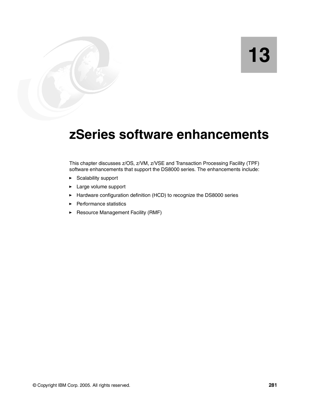 IBM DS8000 manual ZSeries software enhancements, 281 