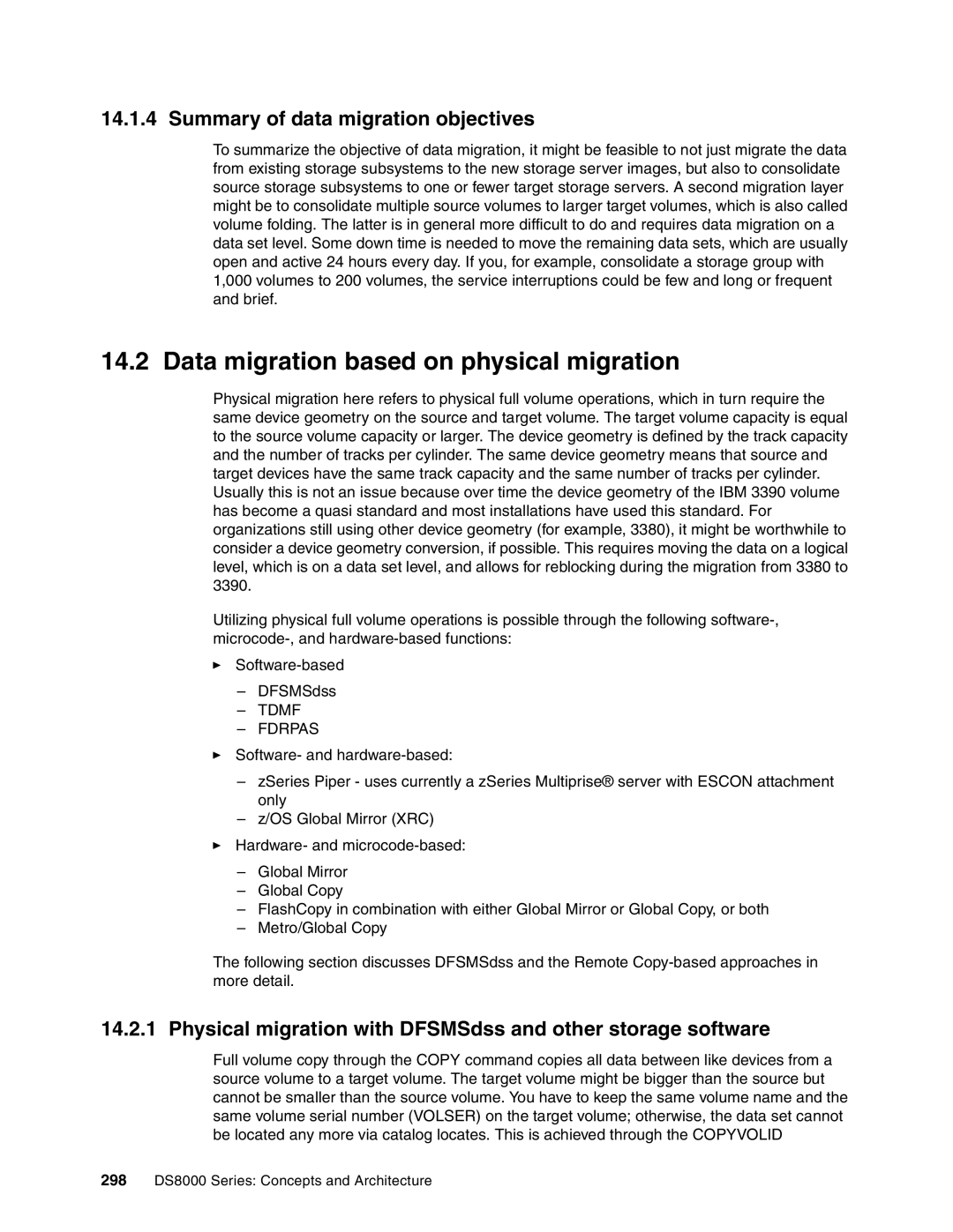 IBM DS8000 manual Data migration based on physical migration, Summary of data migration objectives 