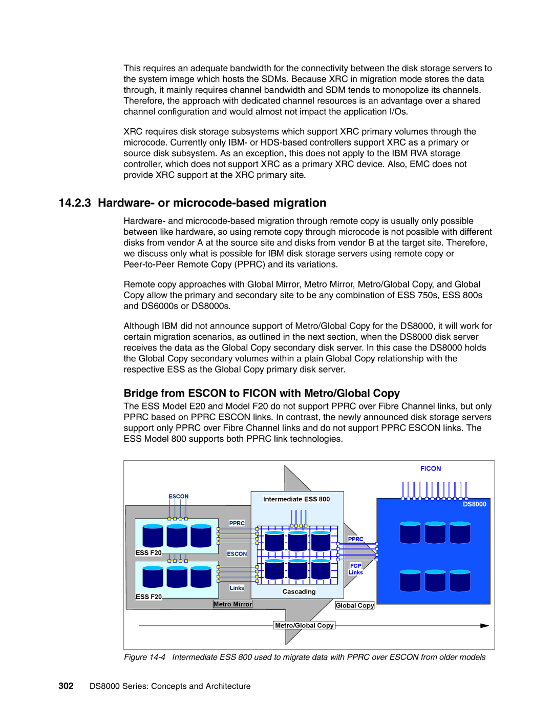 IBM DS8000 manual Hardware- or microcode-based migration, Bridge from Escon to Ficon with Metro/Global Copy 