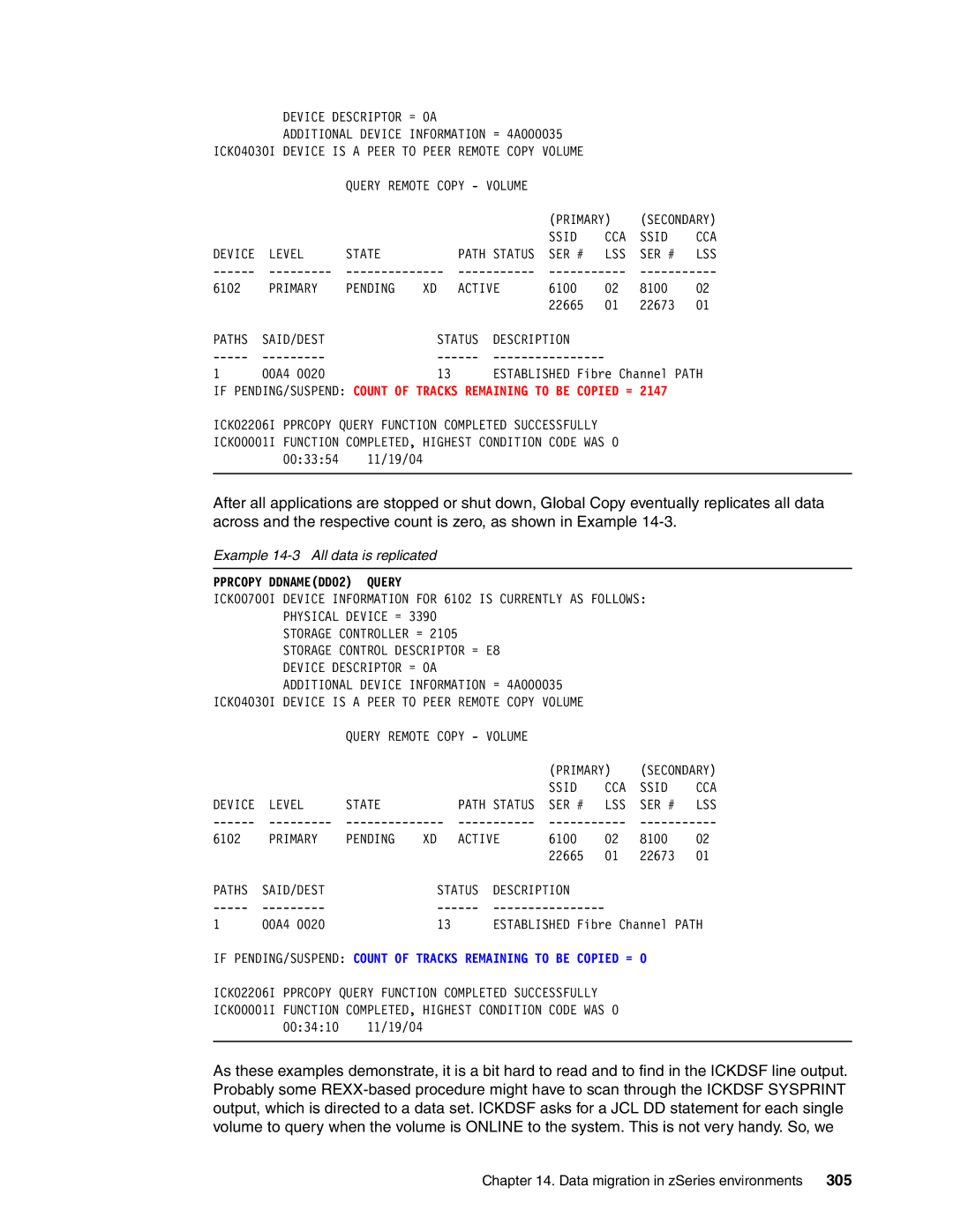 IBM DS8000 manual 305, Example 14-3 All data is replicated 