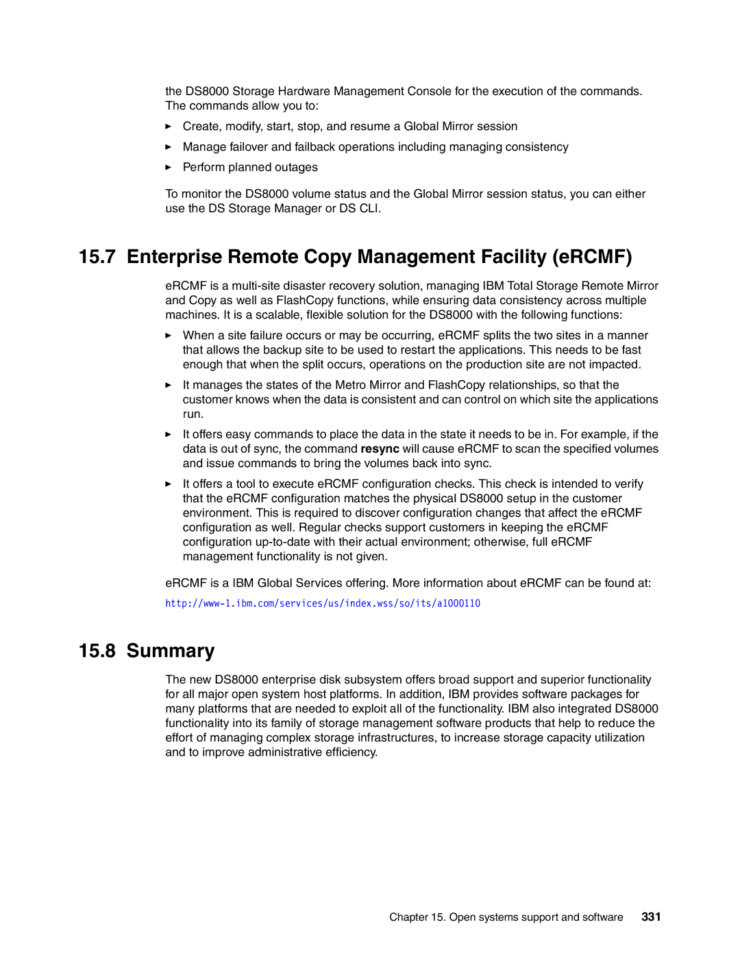 IBM DS8000 manual Enterprise Remote Copy Management Facility eRCMF, Summary 