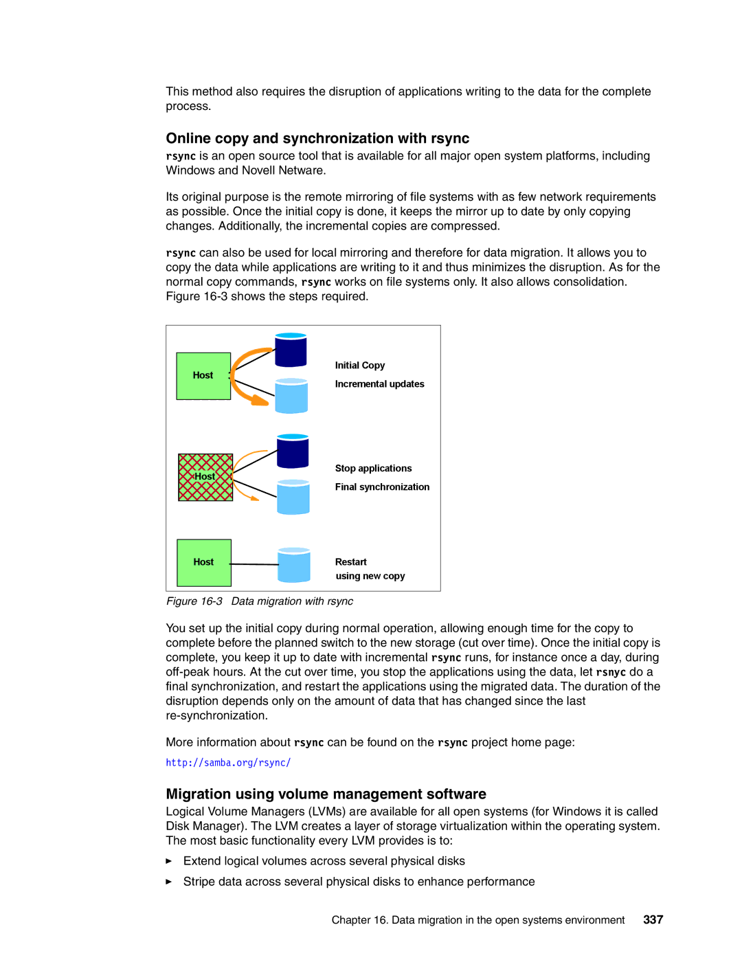 IBM DS8000 manual Online copy and synchronization with rsync, Migration using volume management software 