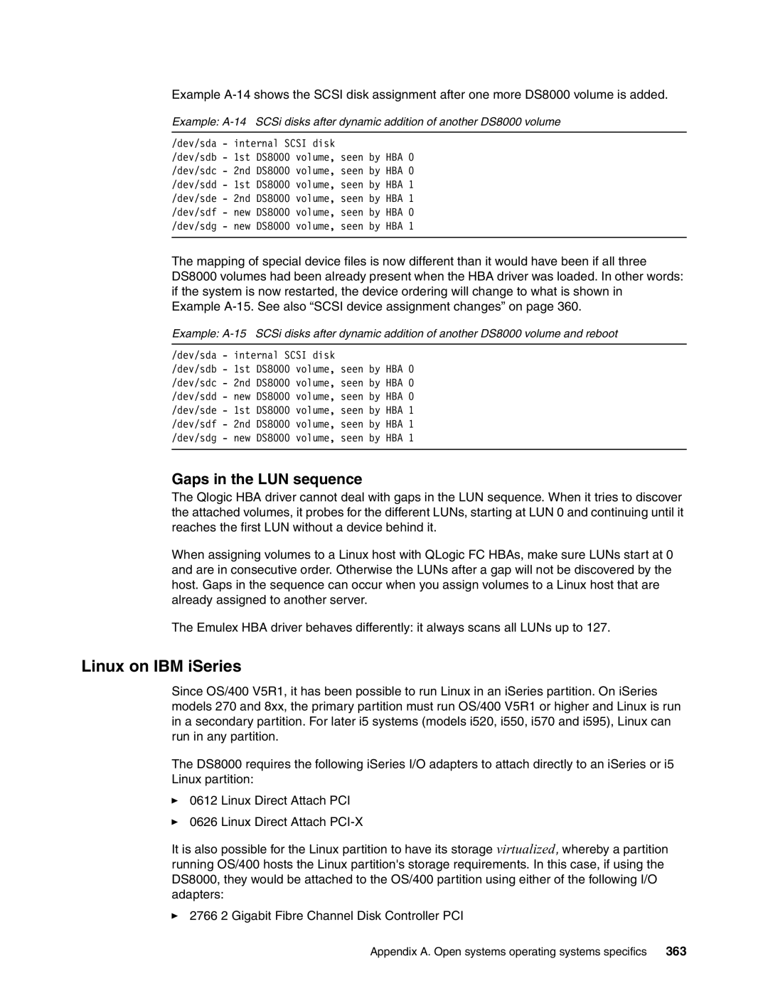 IBM DS8000 manual Linux on IBM iSeries, Gaps in the LUN sequence 