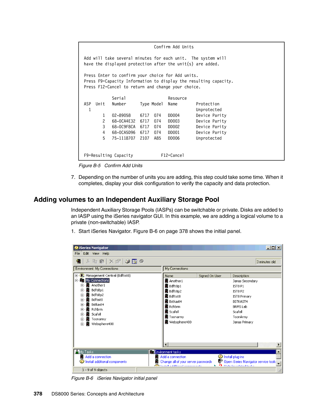 IBM DS8000 manual Adding volumes to an Independent Auxiliary Storage Pool, Figure B-5 Confirm Add Units 