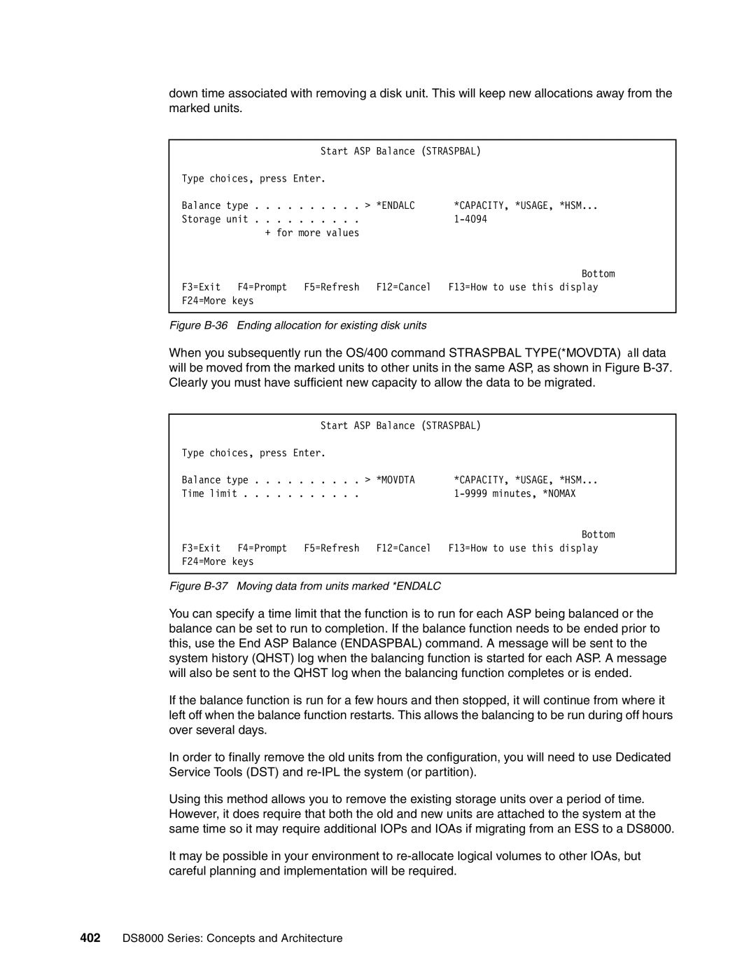 IBM DS8000 manual Figure B-36 Ending allocation for existing disk units 