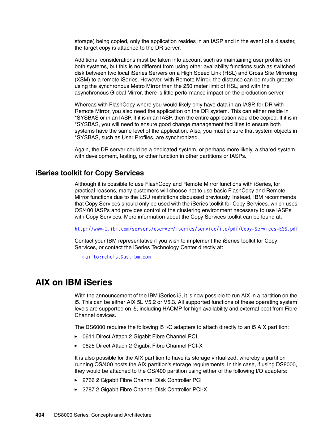 IBM DS8000 manual AIX on IBM iSeries, ISeries toolkit for Copy Services 