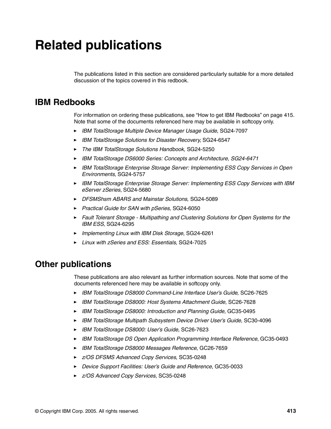 IBM DS8000 manual IBM Redbooks, Other publications, 413 