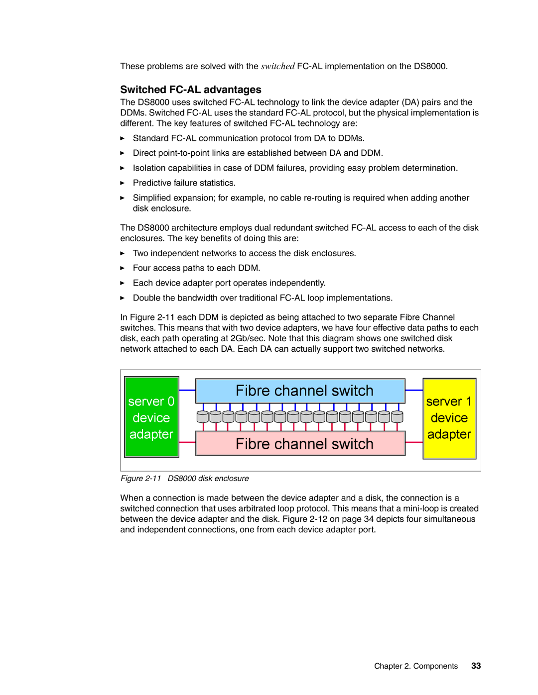 IBM manual Switched FC-AL advantages, 11 DS8000 disk enclosure 