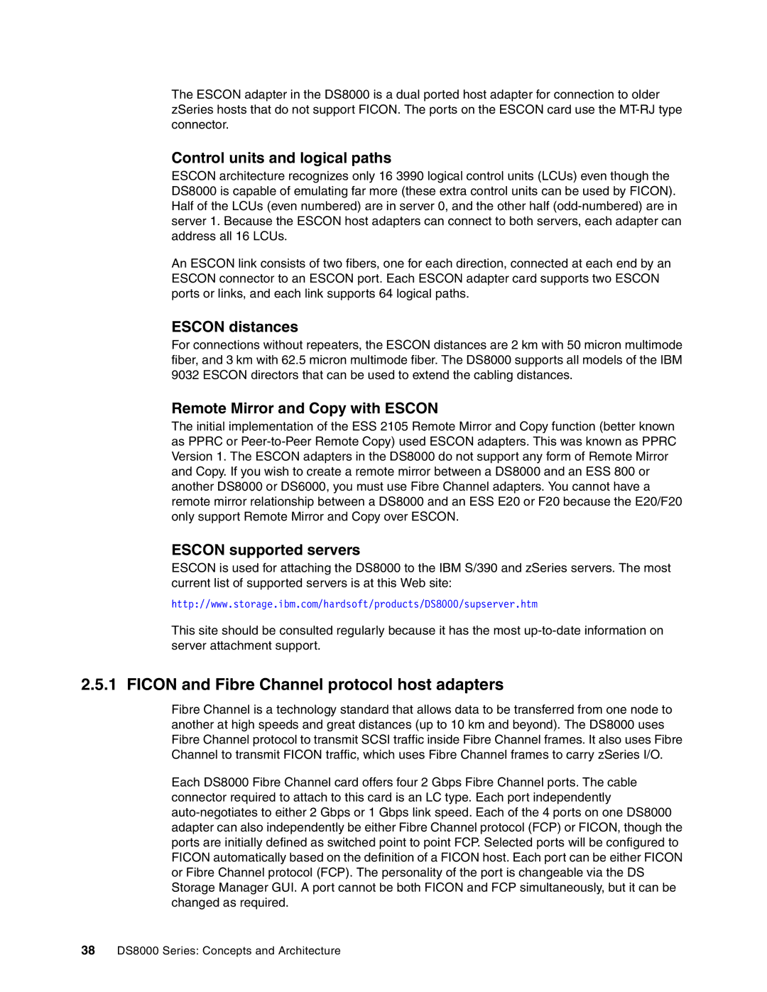 IBM DS8000 manual Ficon and Fibre Channel protocol host adapters, Control units and logical paths, Escon distances 