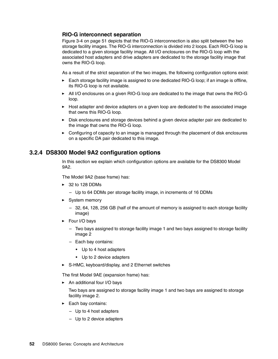 IBM DS8000 manual 4 DS8300 Model 9A2 configuration options, RIO-G interconnect separation 