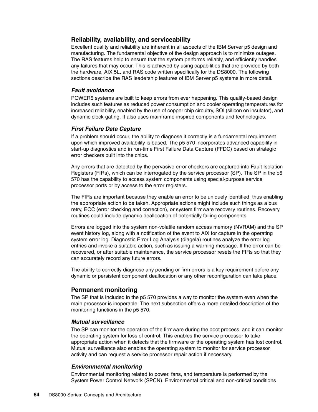 IBM DS8000 manual Reliability, availability, and serviceability, Permanent monitoring 