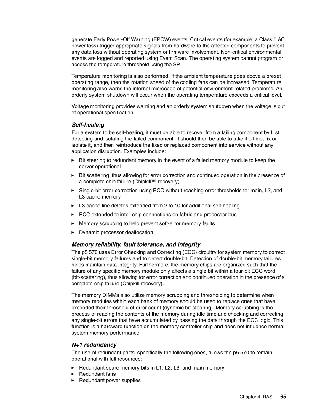 IBM DS8000 manual Self-healing, Memory reliability, fault tolerance, and integrity, +1 redundancy 