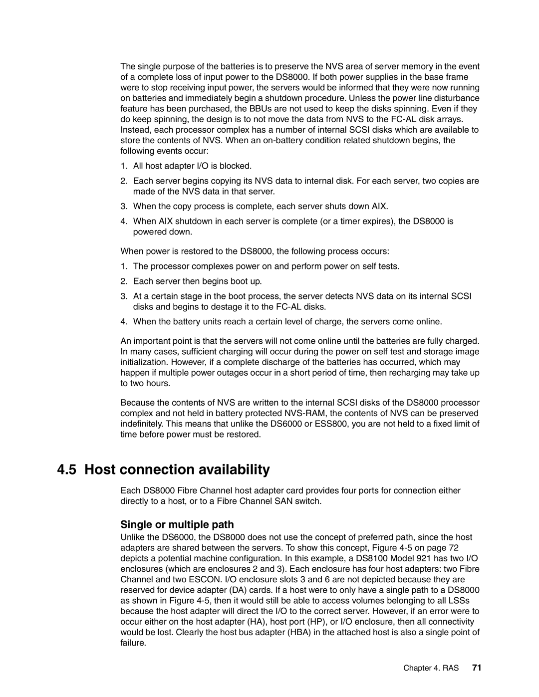 IBM DS8000 manual Host connection availability, Single or multiple path 