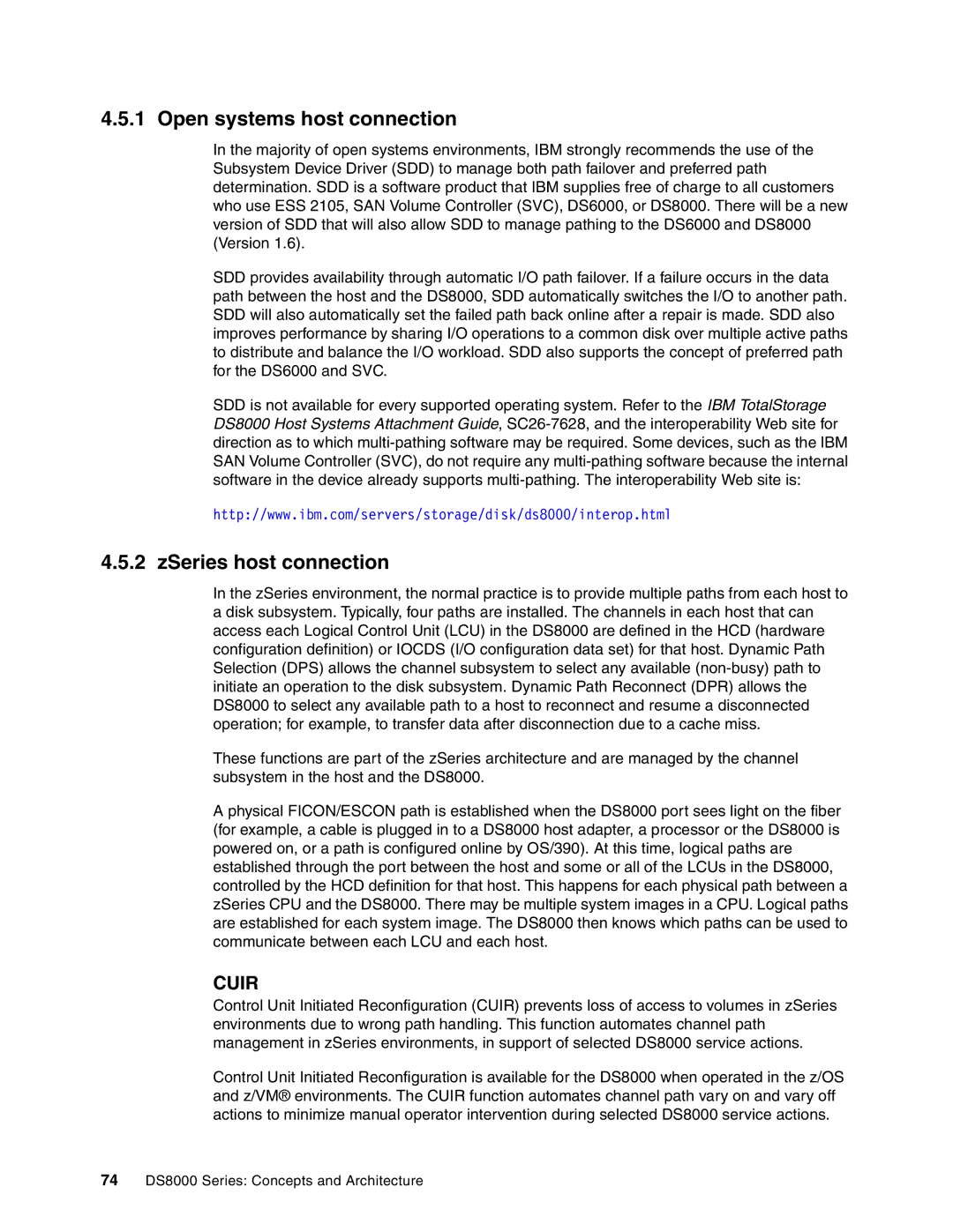 IBM DS8000 manual Open systems host connection, ZSeries host connection 