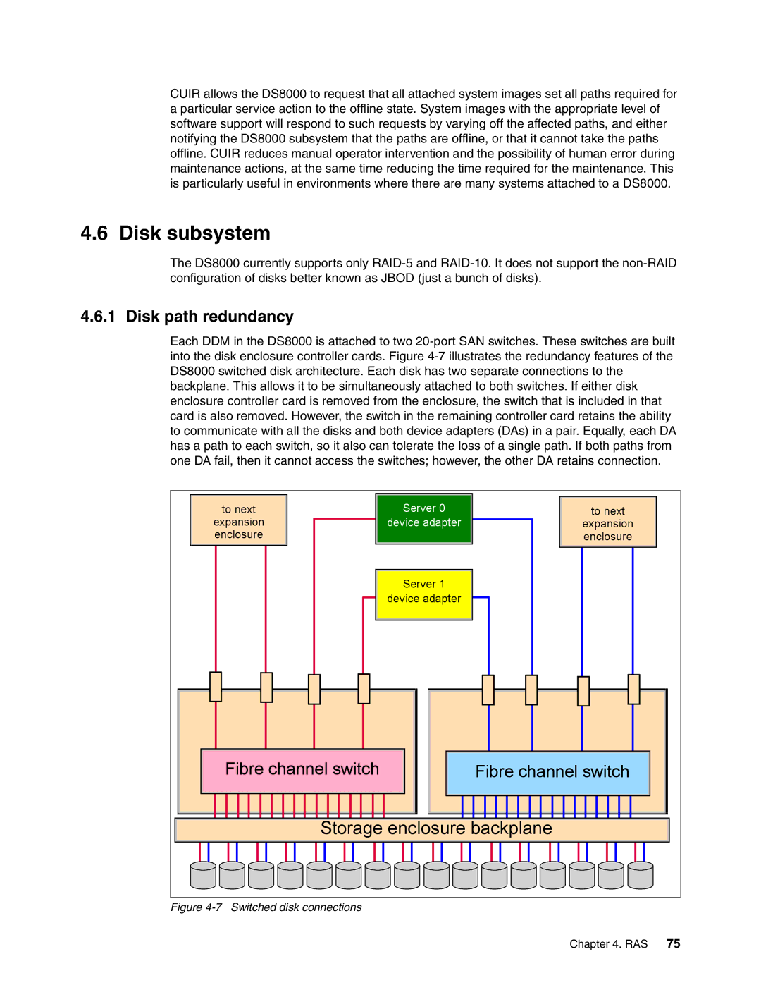 IBM DS8000 manual Disk path redundancy, Switched disk connections 