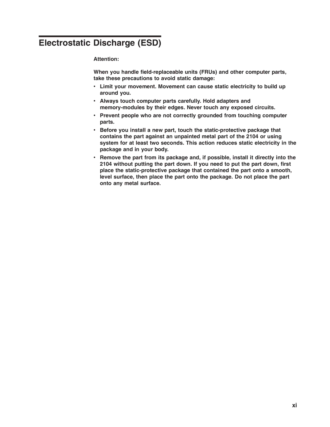 IBM DU3 manual Electrostatic Discharge ESD 