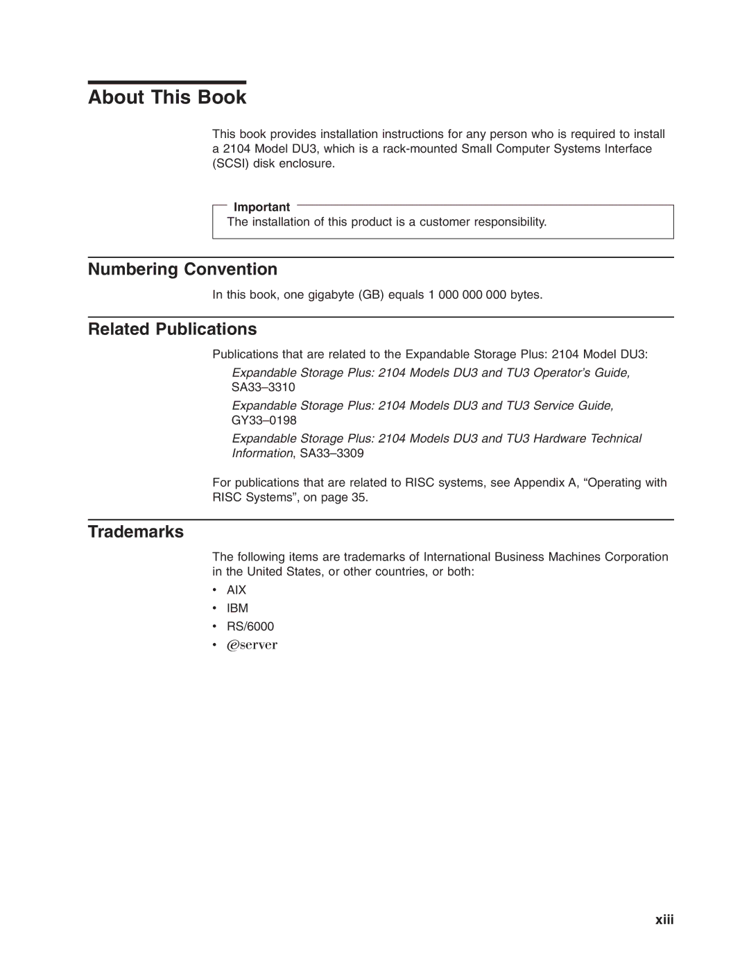 IBM DU3 manual Numbering Convention, Related Publications, Trademarks 