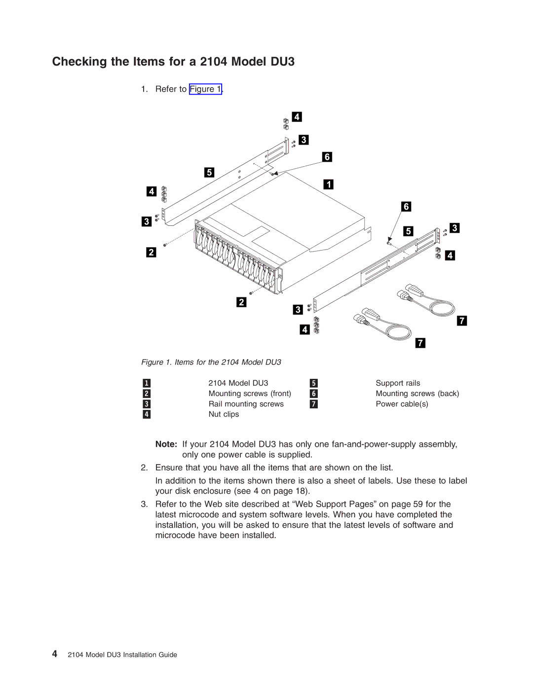 IBM manual Checking the Items for a 2104 Model DU3, Refer to Figure 