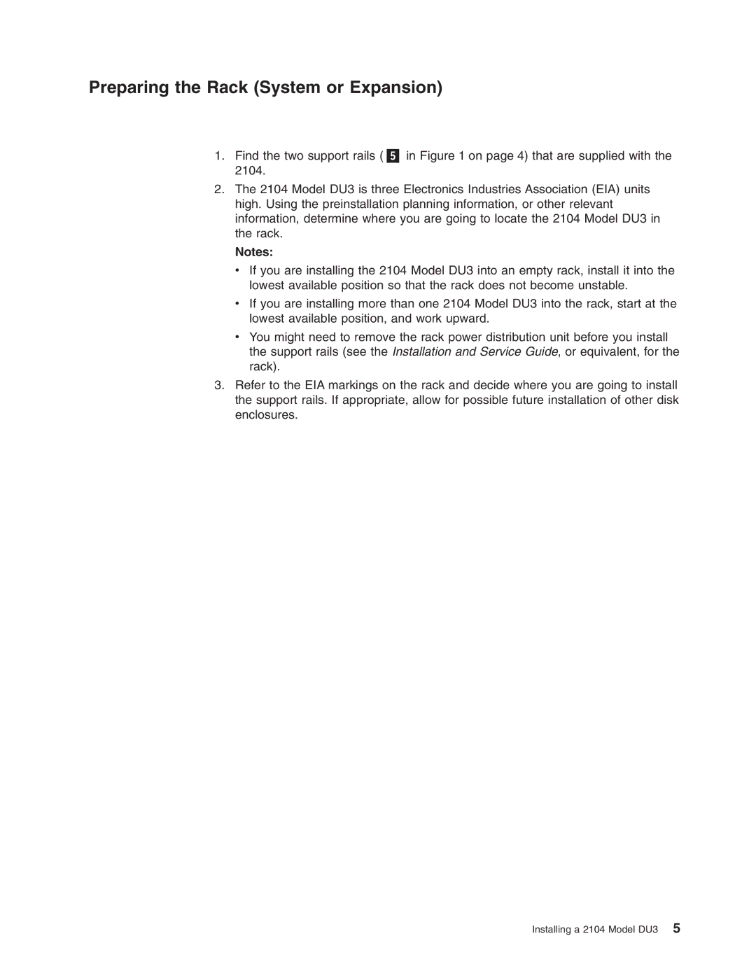 IBM DU3 manual Preparing the Rack System or Expansion 