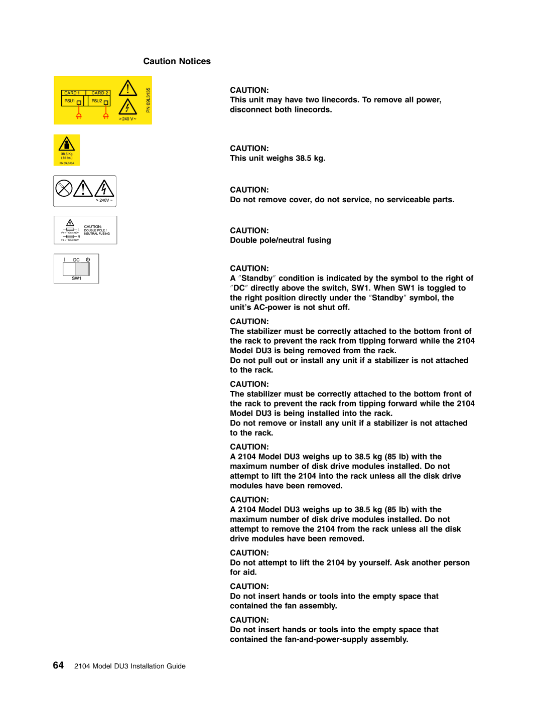 IBM manual 64 2104 Model DU3 Installation Guide 