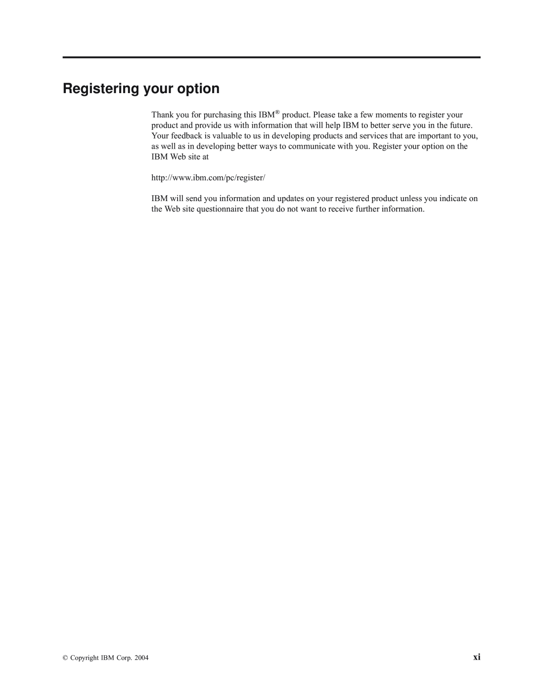 IBM E400 manual Registering your option 