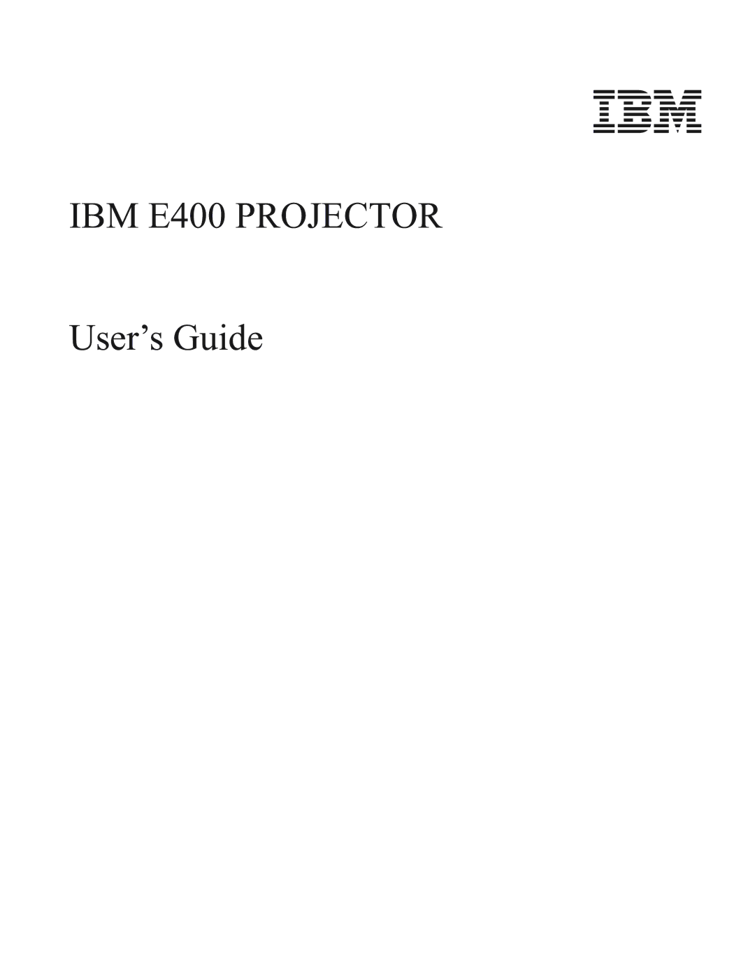 IBM manual IBM E400 Projector 