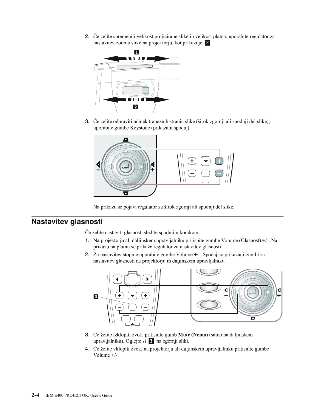 IBM E400 manual Nastavitev glasnosti 