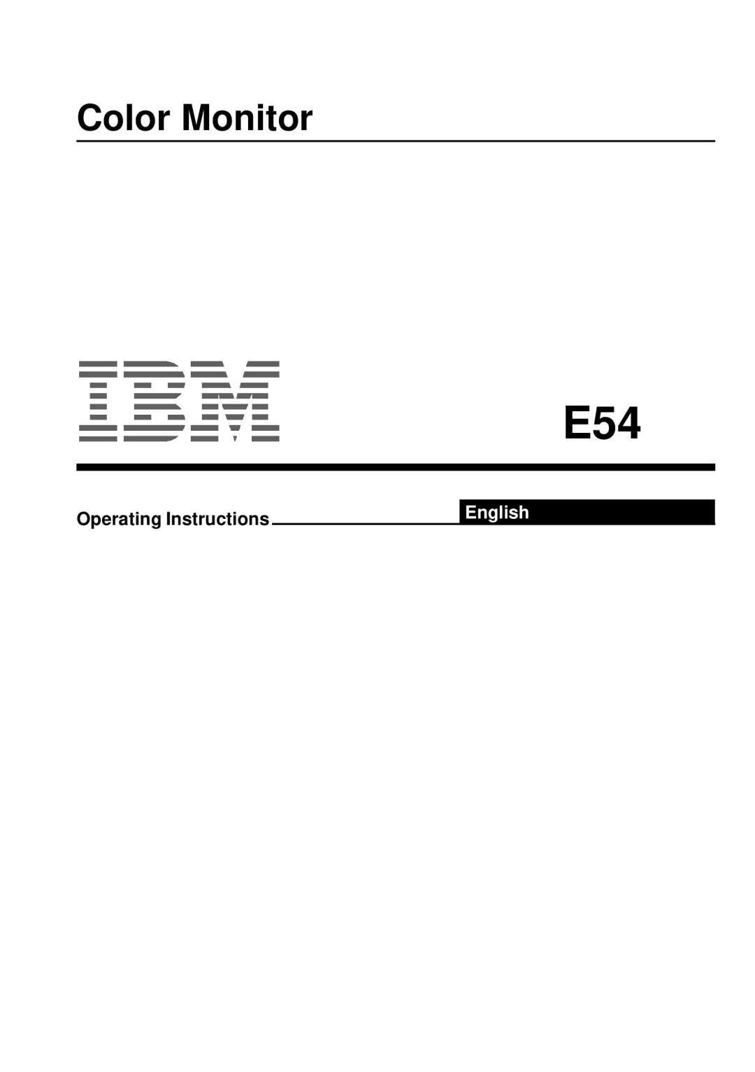 IBM E54 operating instructions 