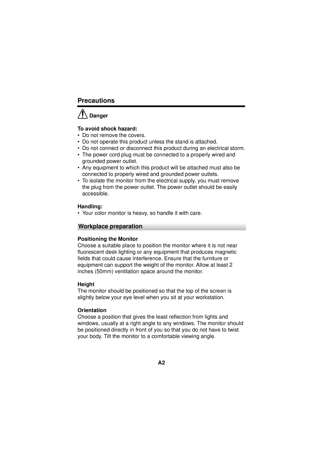 IBM E74M manual Precautions 