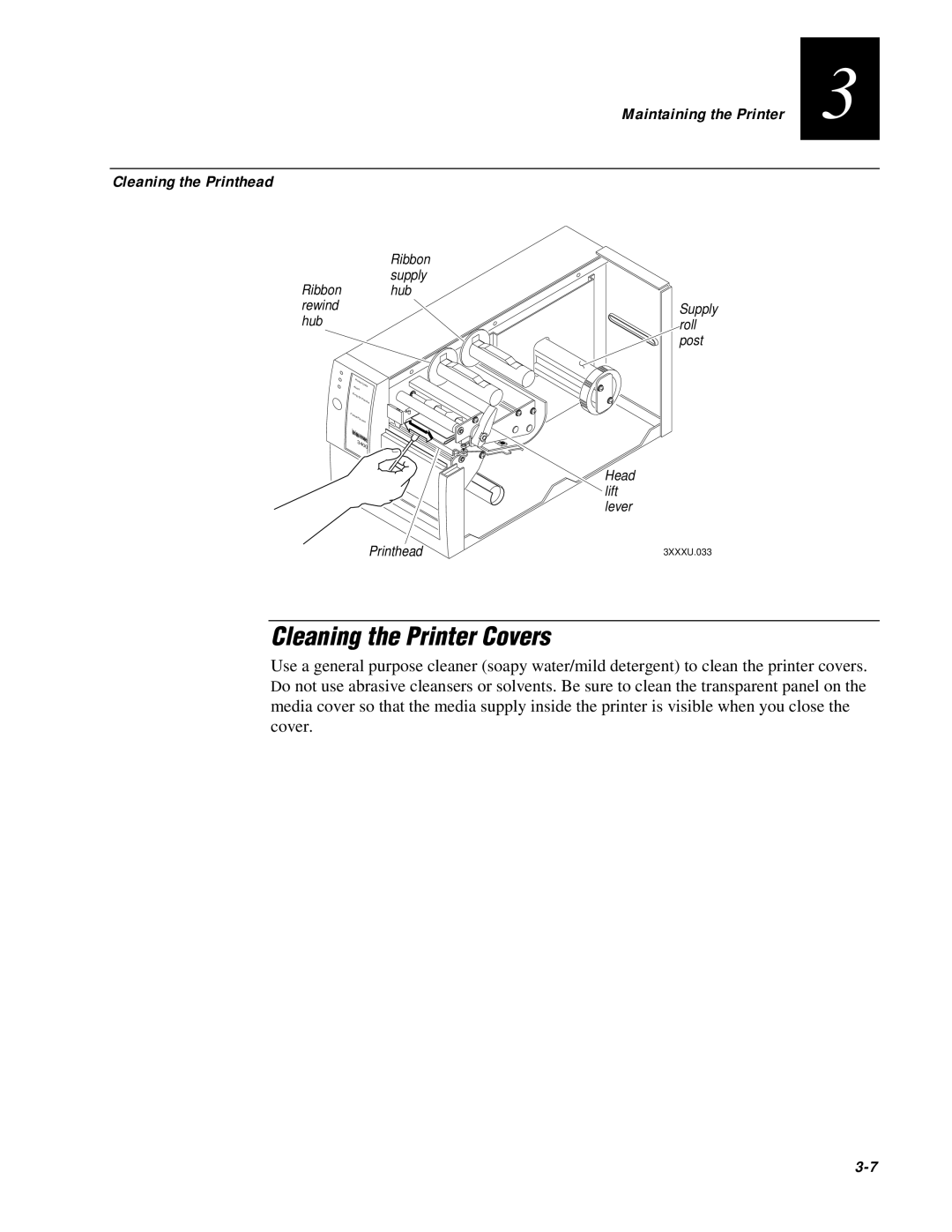IBM EasyCoder 3400e user manual Cleaning the Printer Covers, Cleaning the Printhead 