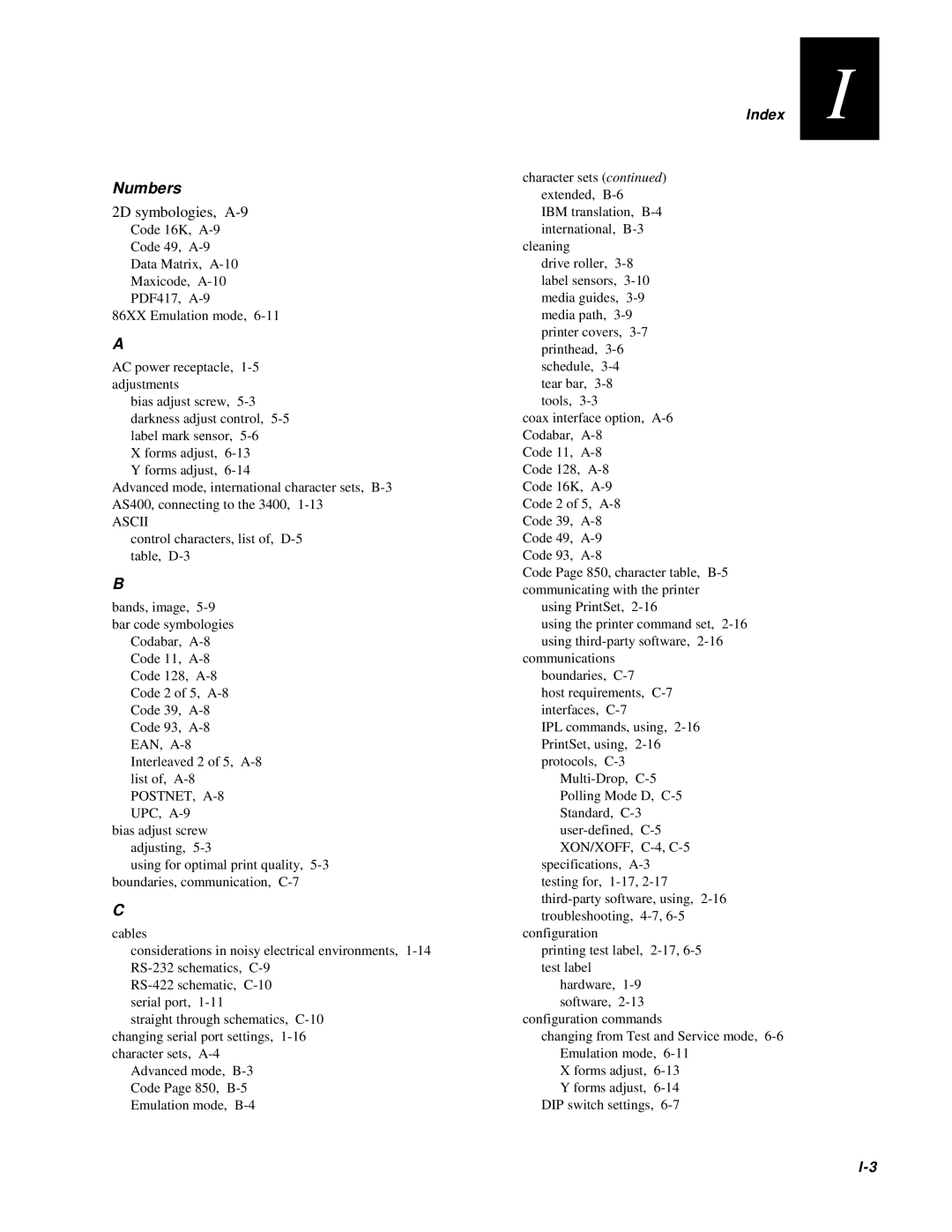 IBM EasyCoder 3400e user manual Numbers, Index 