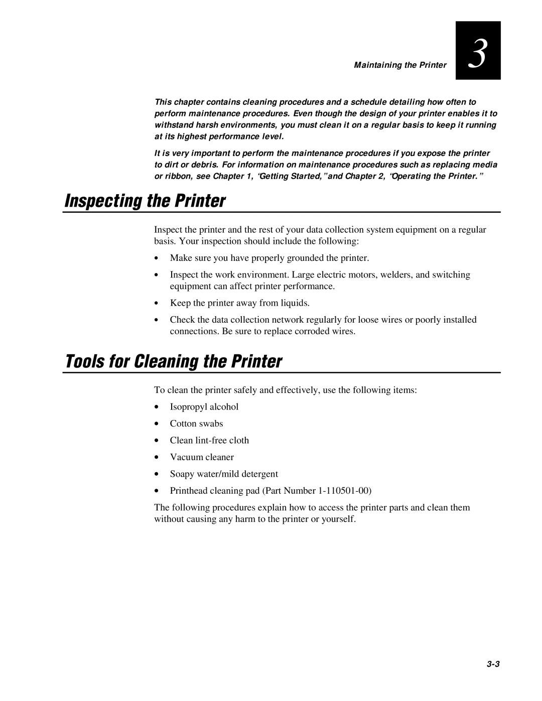 IBM EasyCoder 3400e user manual Inspecting the Printer, Tools for Cleaning the Printer 