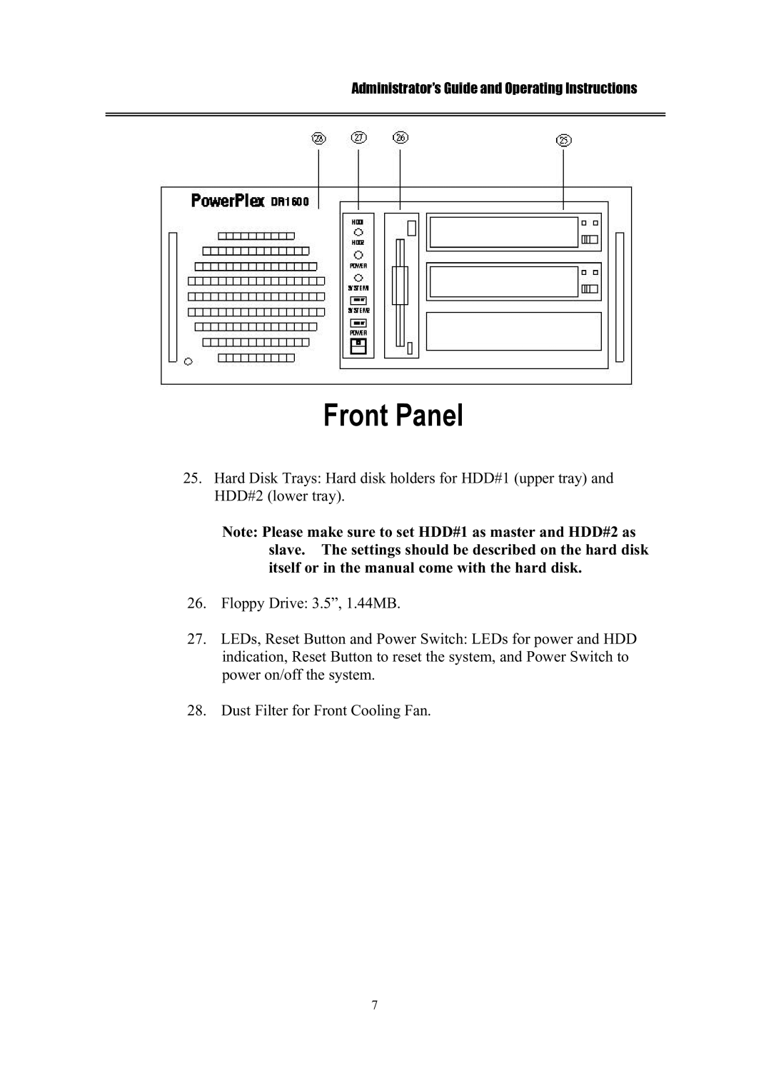 IBM EDR1600 manual Front Panel 