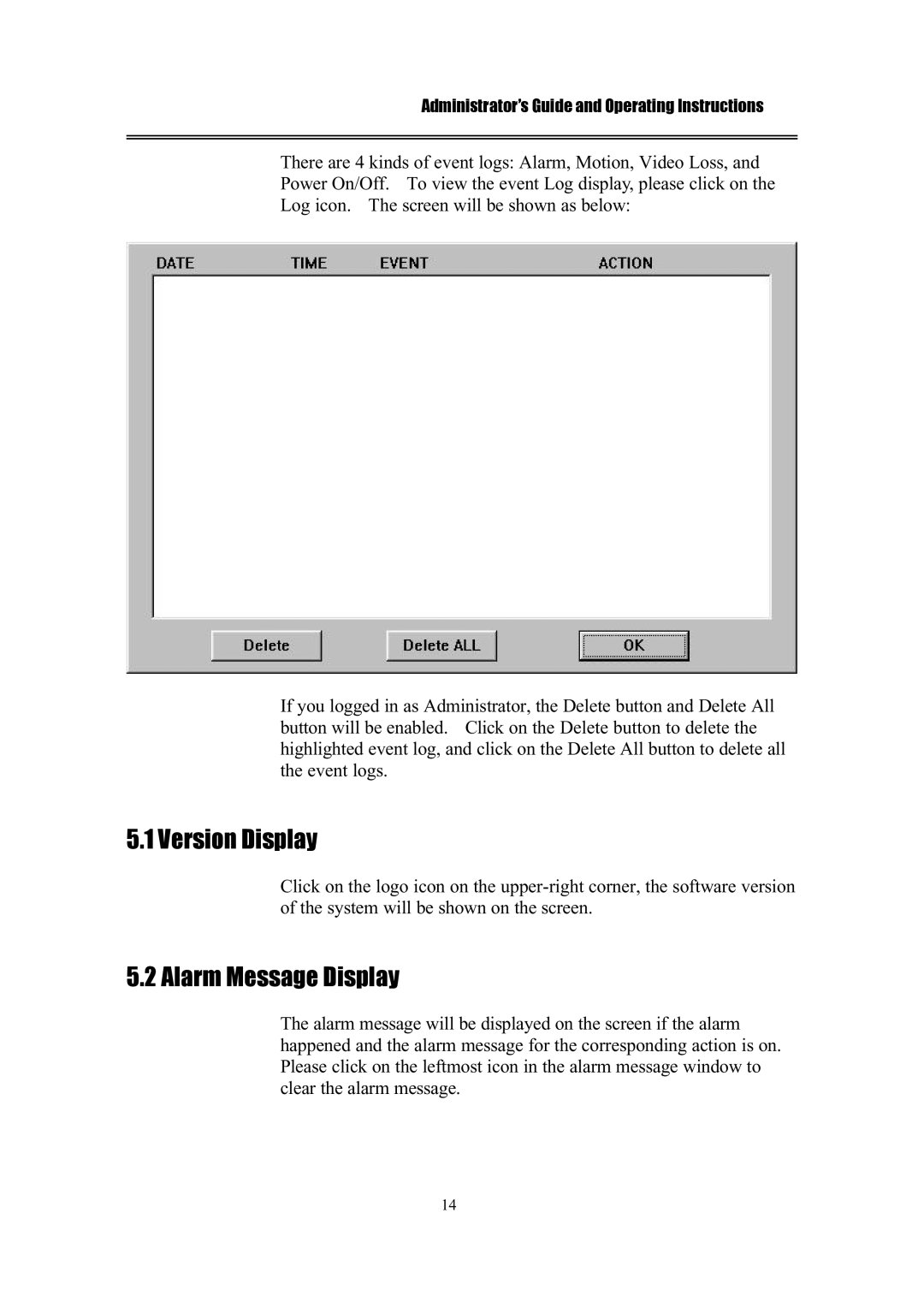 IBM EDR1600 manual Version Display, Alarm Message Display 