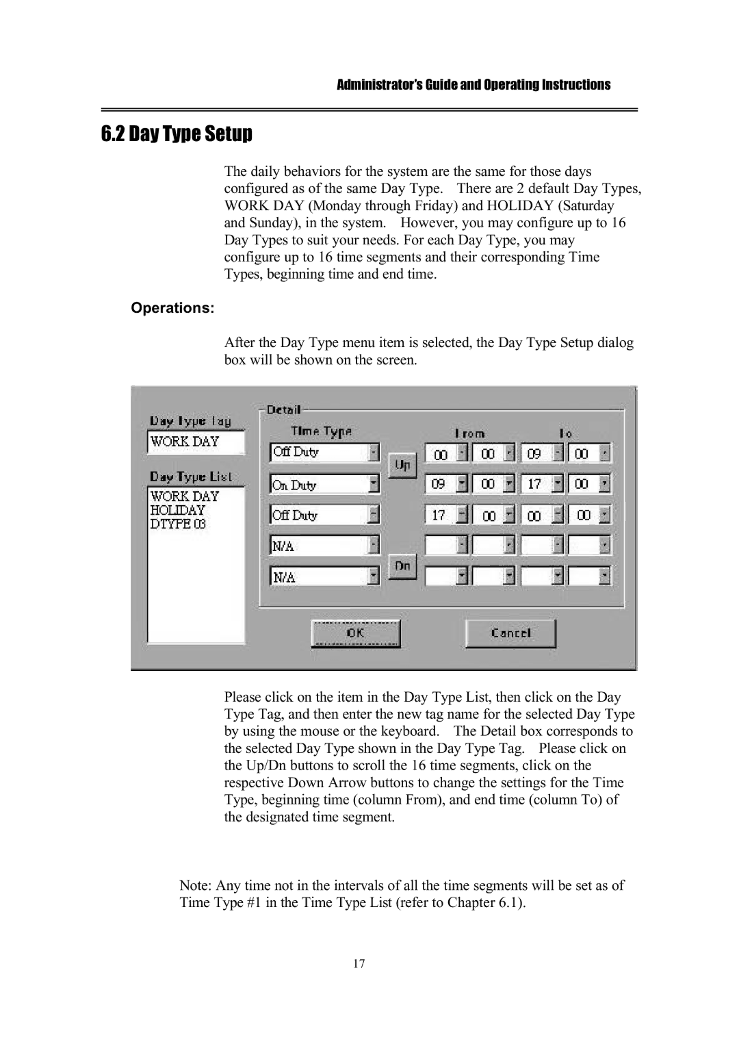 IBM EDR1600 manual Day Type Setup 