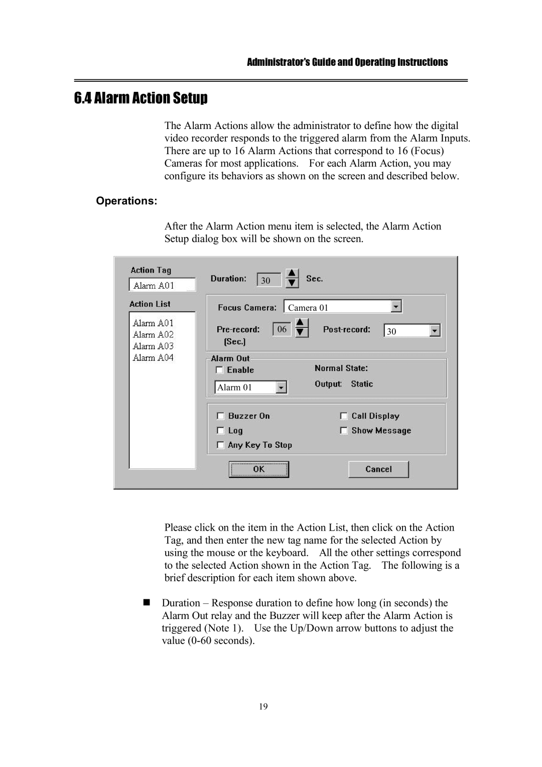 IBM EDR1600 manual Alarm Action Setup 