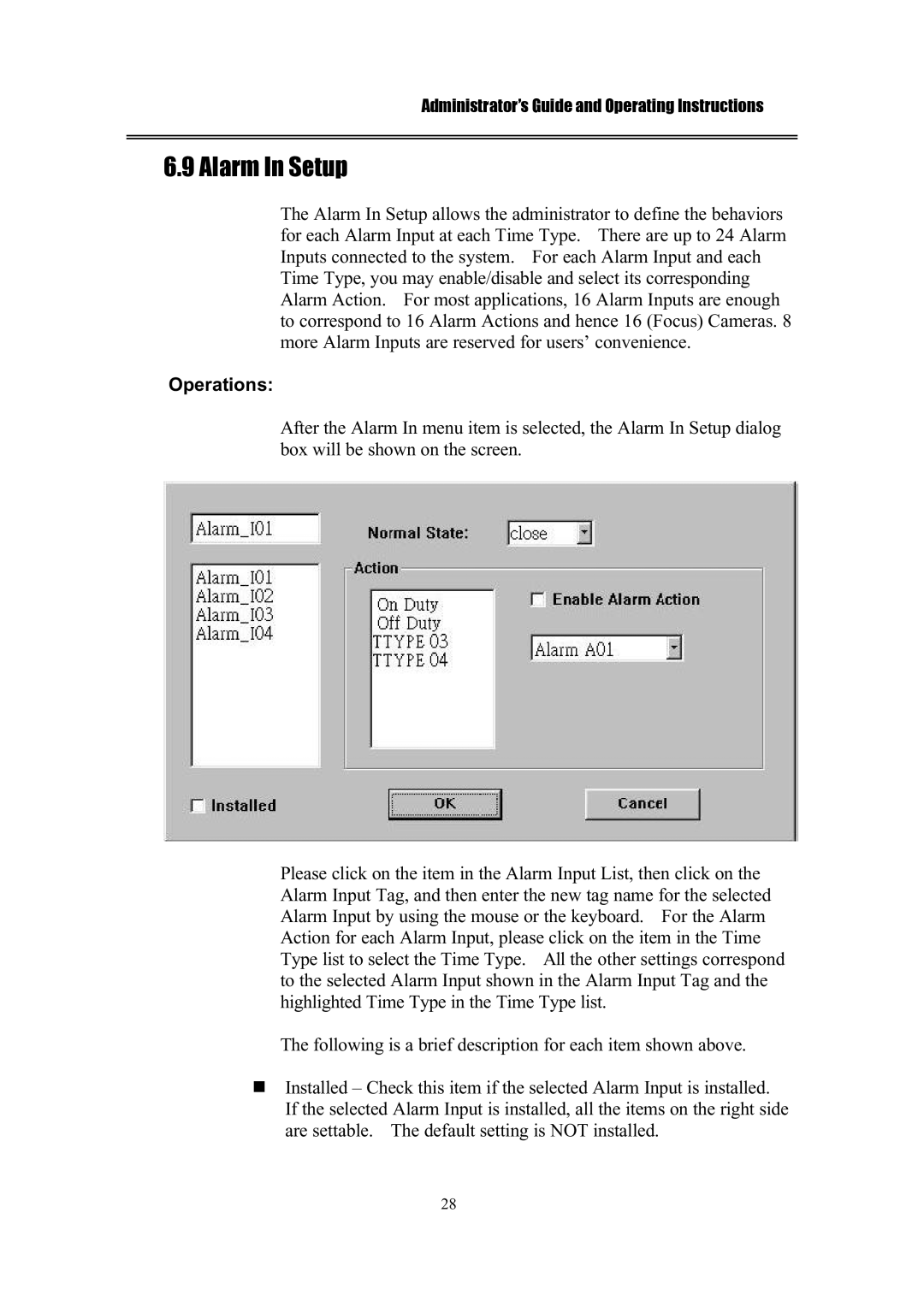 IBM EDR1600 manual Alarm In Setup 