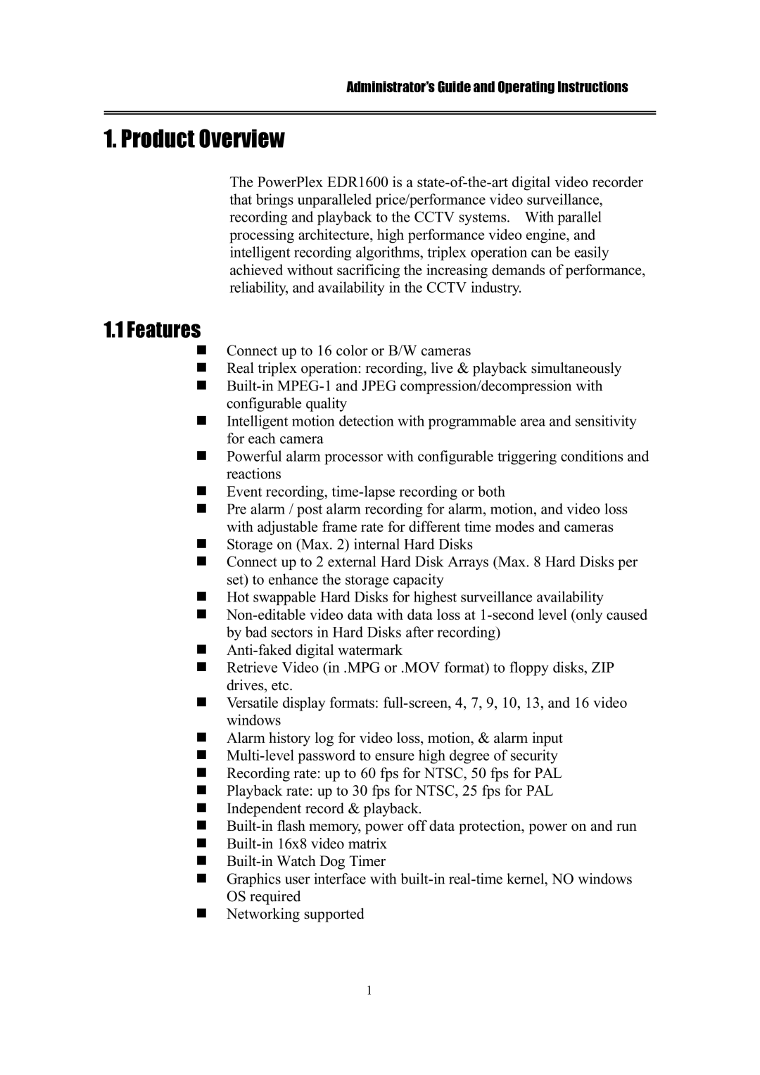 IBM EDR1600 manual Product Overview, Features 