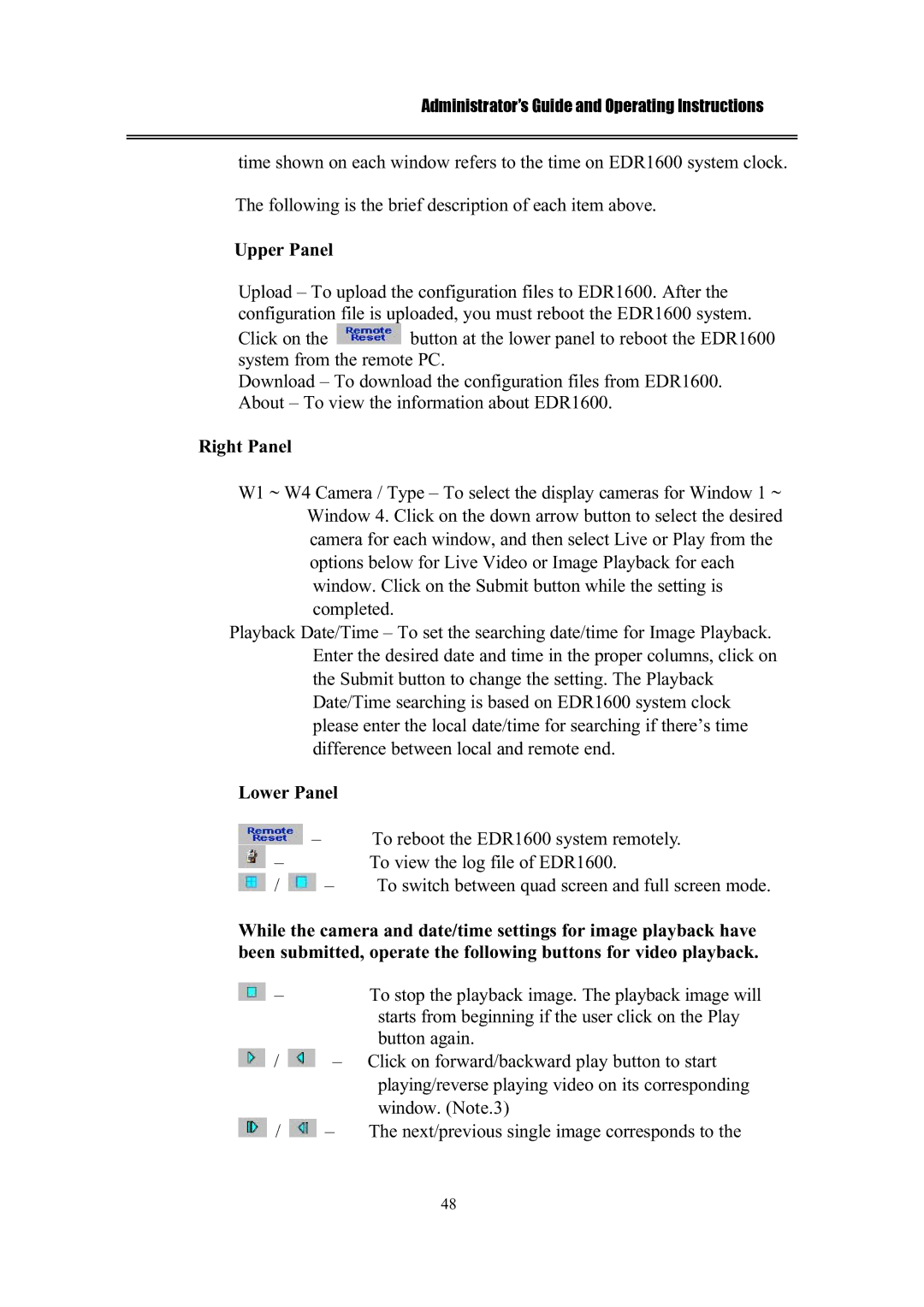 IBM EDR1600 manual Upper Panel 