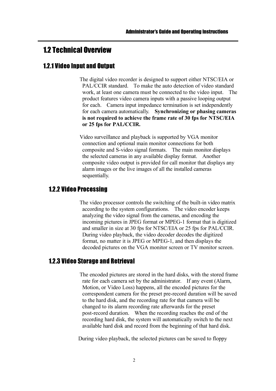 IBM EDR1600 manual Technical Overview, Video Input and Output 