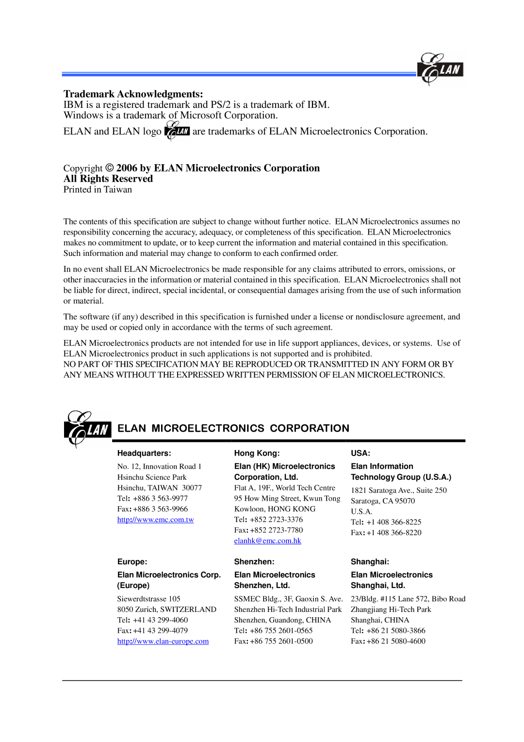 IBM EM78M611E manual Trademark Acknowledgments 