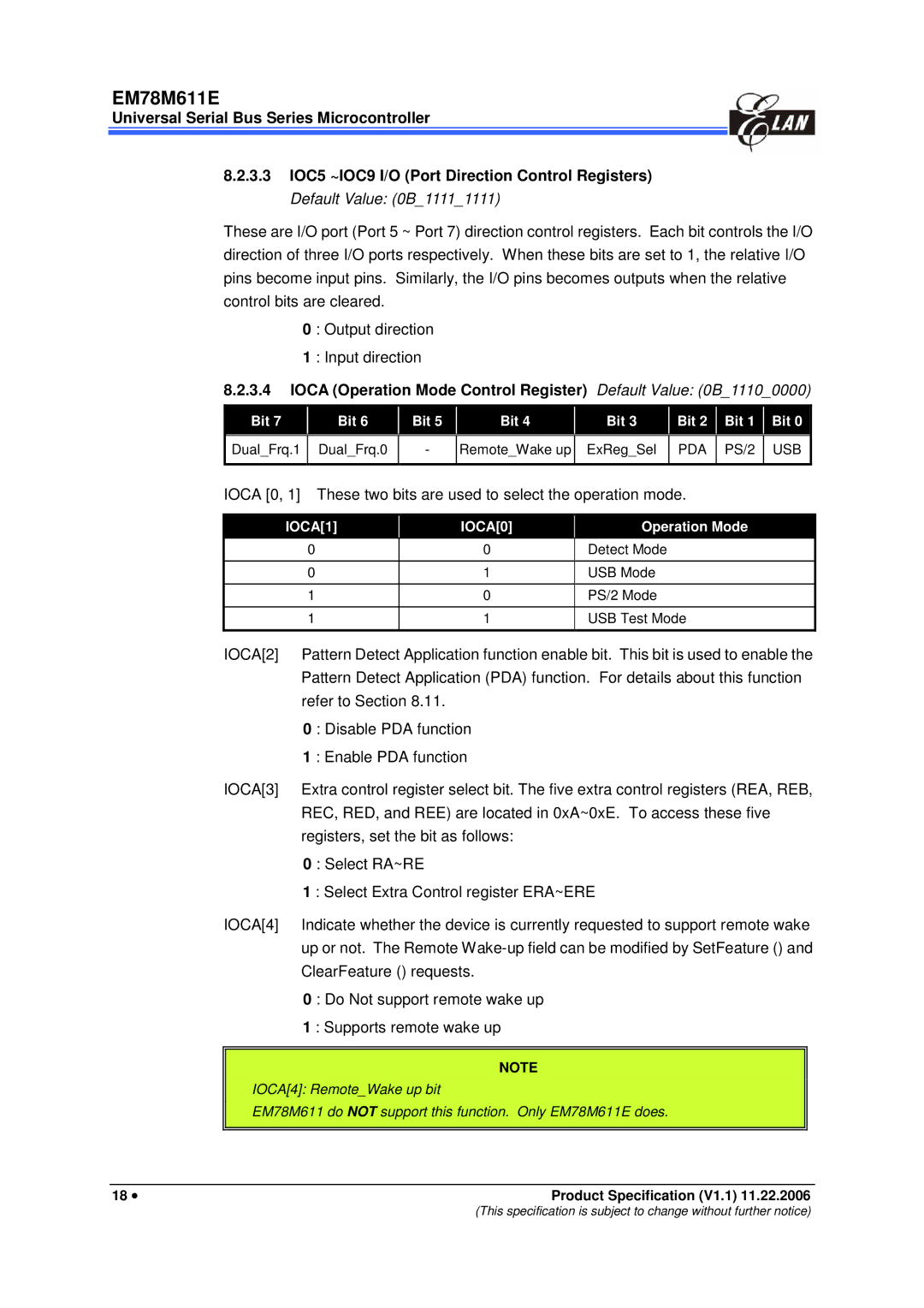 IBM EM78M611E manual PS/2, Operation Mode 