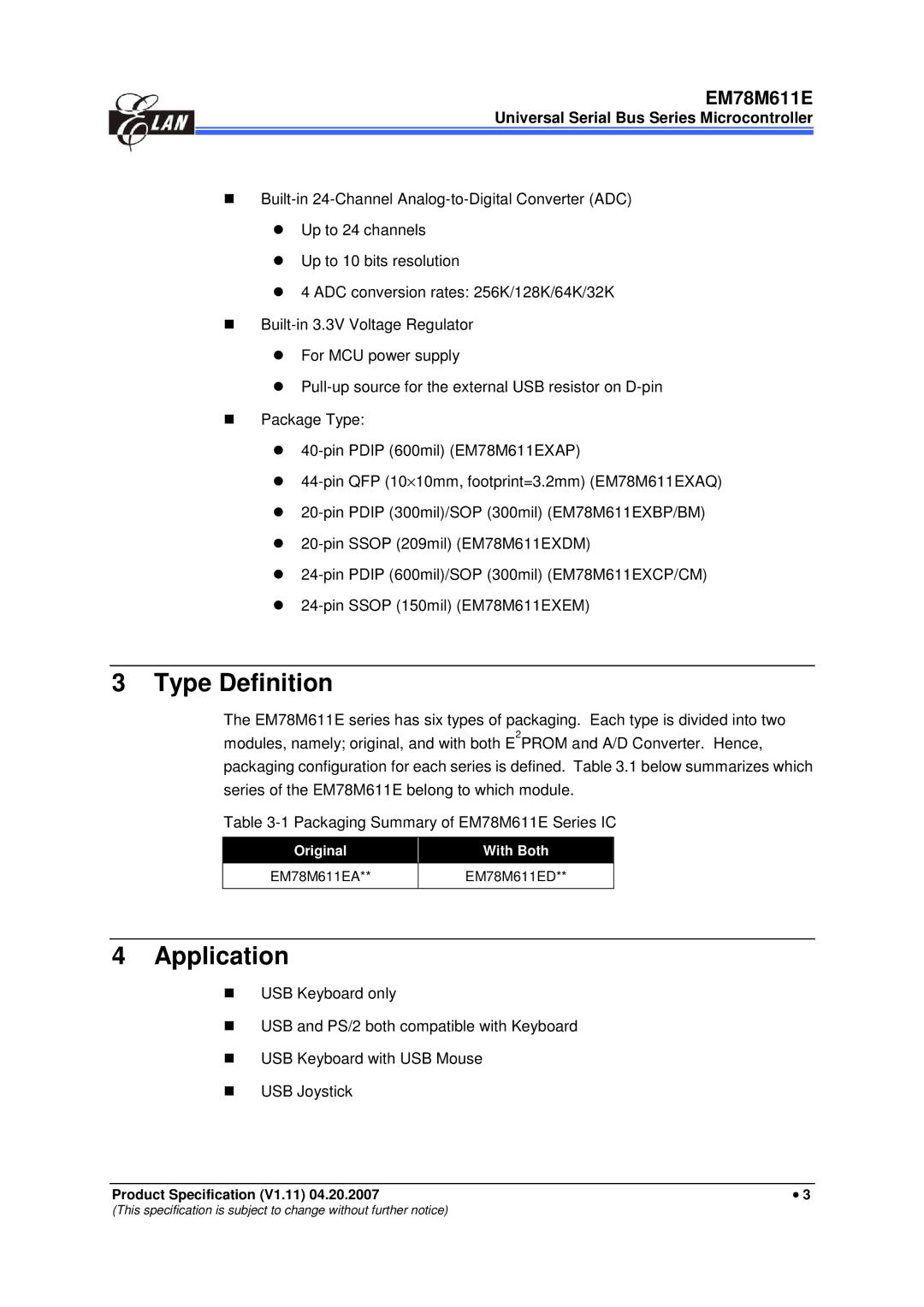 IBM EM78M611E manual Type Definition, Application, Original With Both 