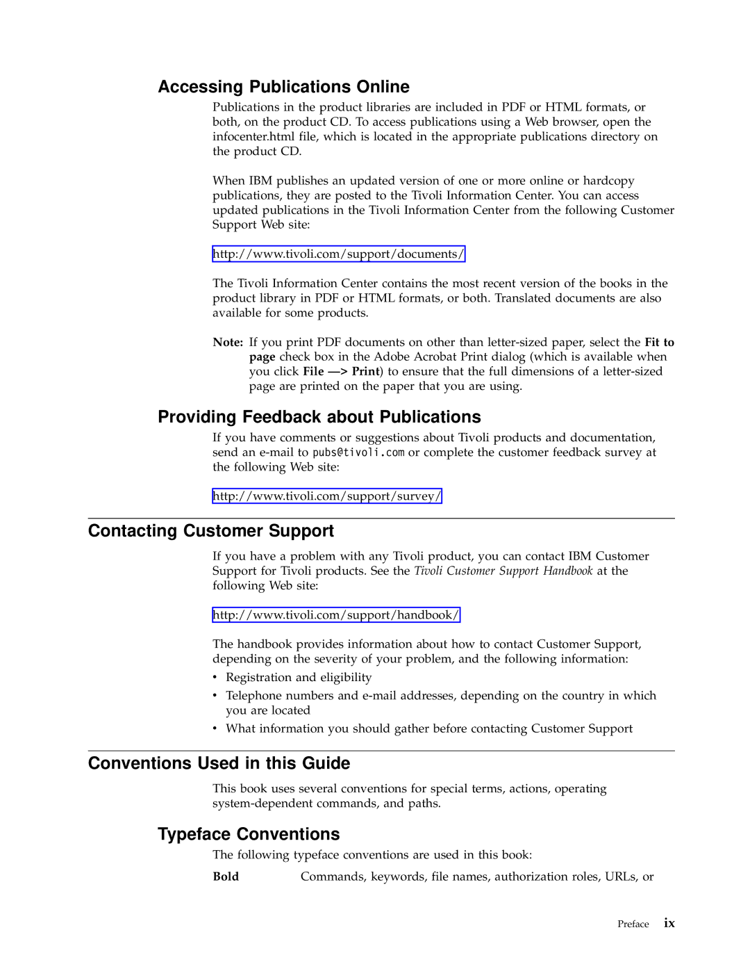 IBM Enterprise Console Accessing Publications Online, Providing Feedback about Publications, Contacting Customer Support 