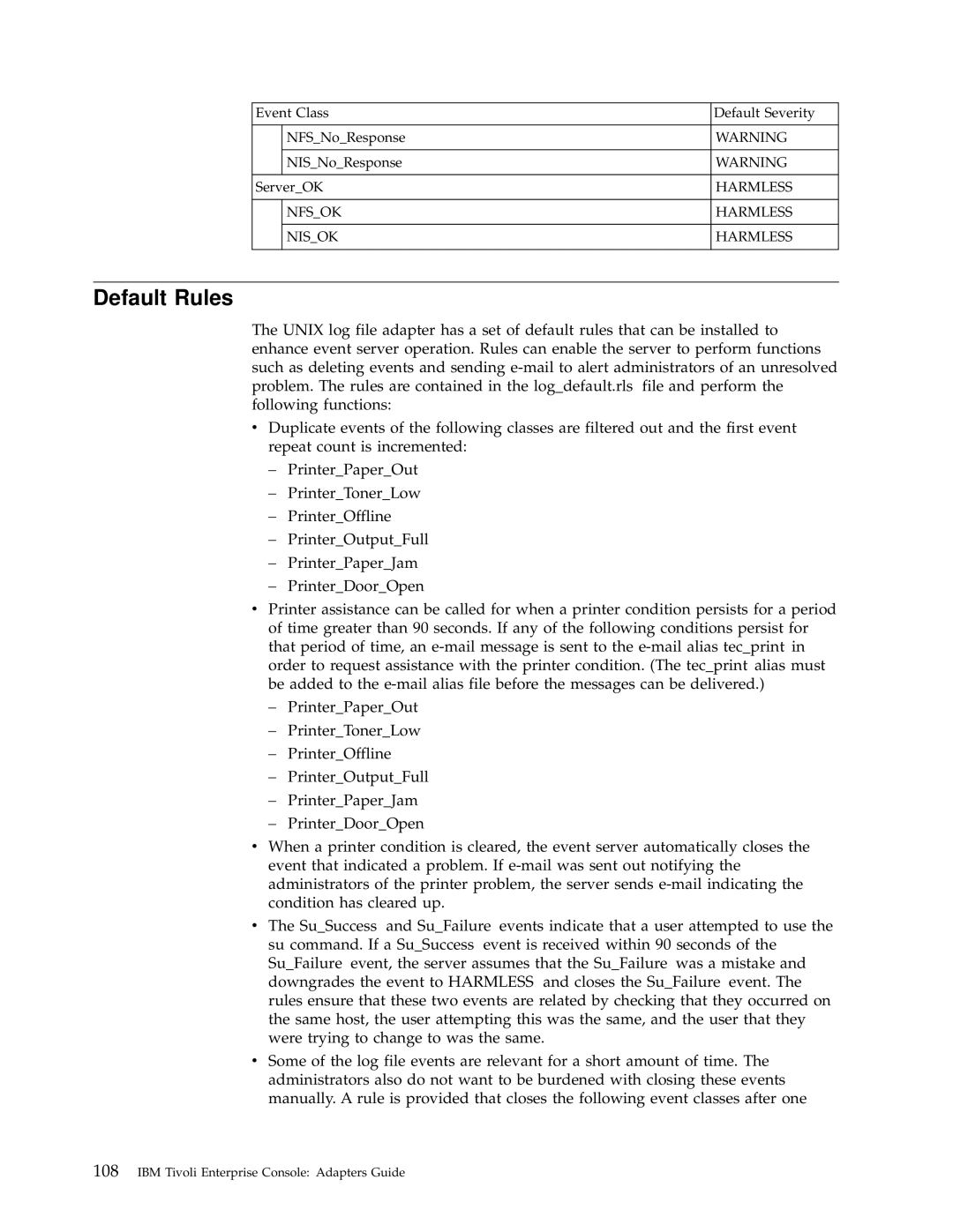 IBM Enterprise Console manual Default Rules, Nfsok Nisok 