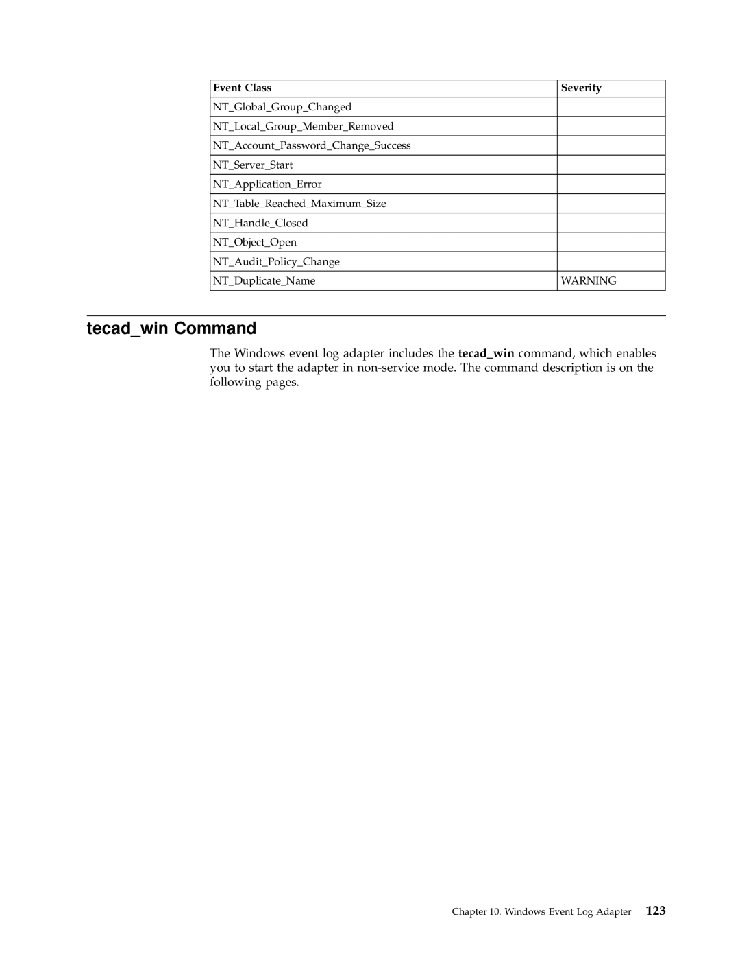 IBM Enterprise Console manual Tecadwin Command 